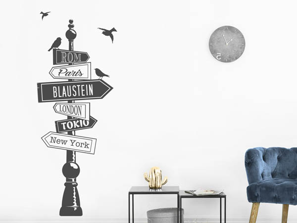 Wandtattoo Blaustein Wegweiser