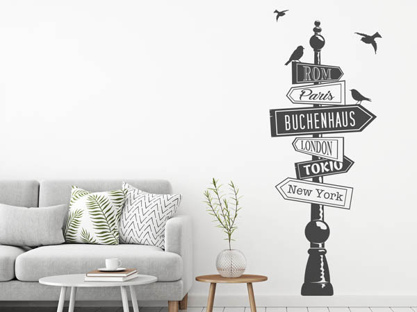 Wandtattoo Buchenhaus Wegweiser