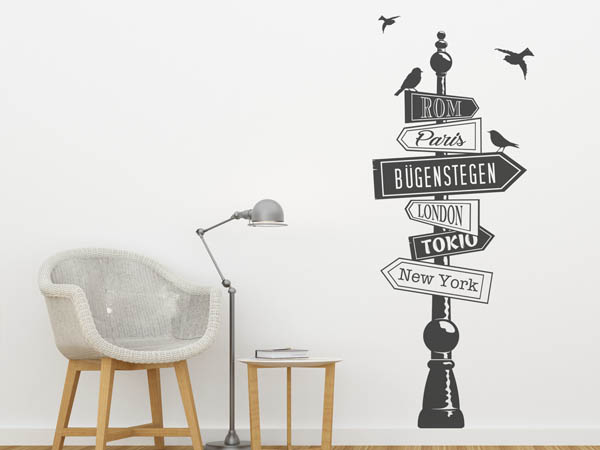 Wandtattoo Bügenstegen Wegweiser