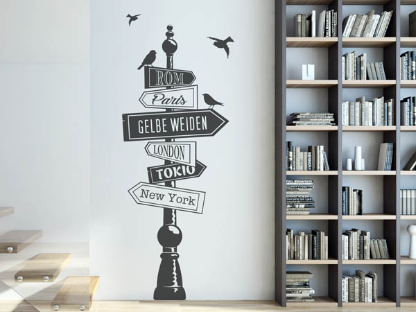 Wandtattoo Gelbe Weiden Wegweiser