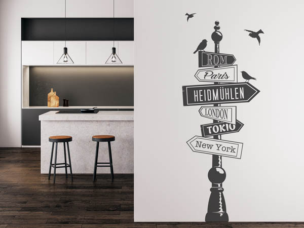 Wandtattoo Heidmühlen Wegweiser