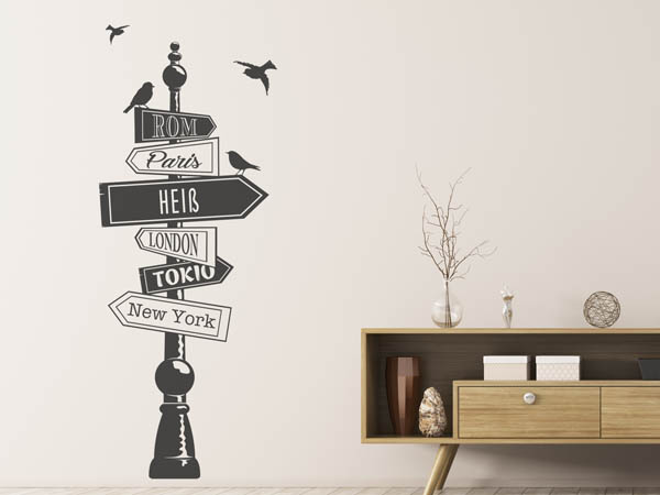 Wandtattoo Heiß Wegweiser
