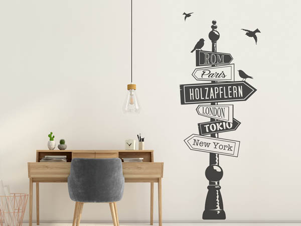 Wandtattoo Holzapflern Wegweiser