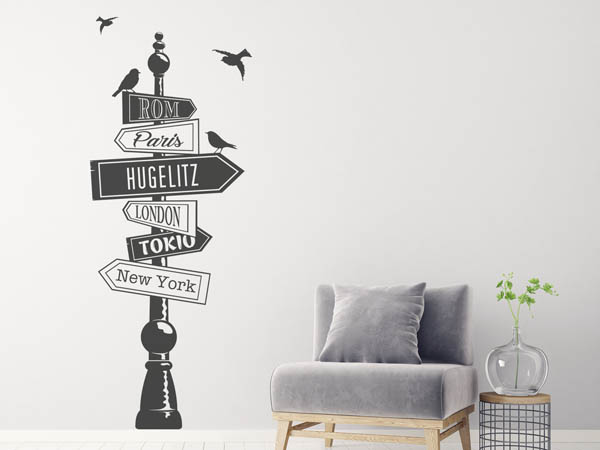 Wandtattoo Hugelitz Wegweiser