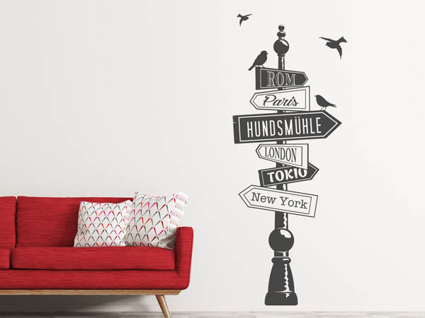 Wandtattoo Hundsmühle Wegweiser