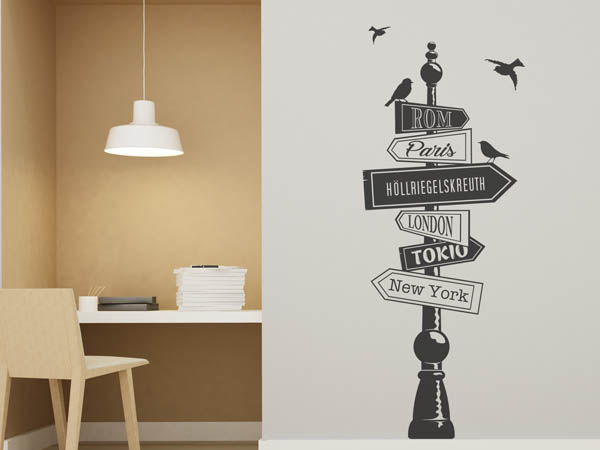 Wandtattoo Höllriegelskreuth Wegweiser