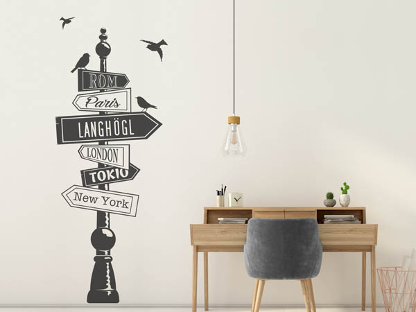 Wandtattoo Langhögl Wegweiser