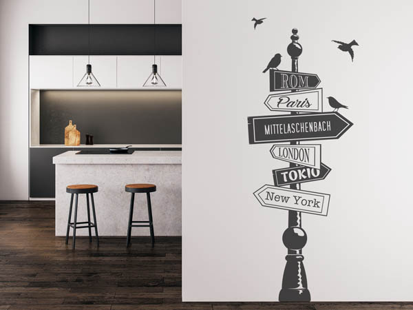 Wandtattoo Mittelaschenbach Wegweiser