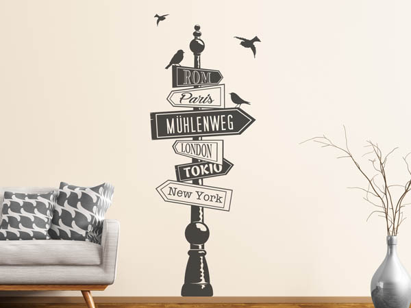 Wandtattoo Mühlenweg Wegweiser