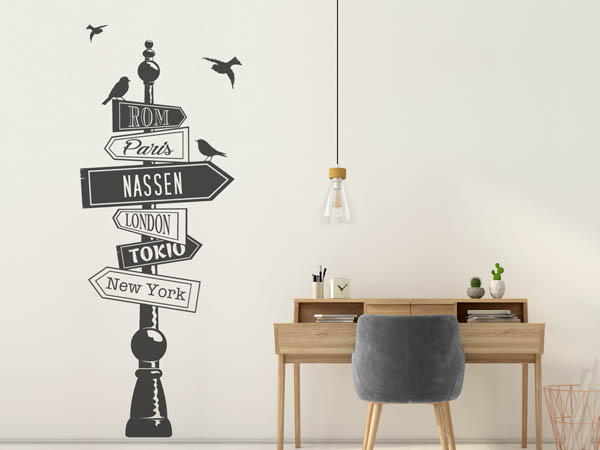 Wandtattoo Nassen Wegweiser