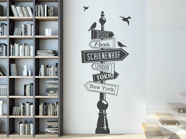 Wandtattoo Schienenhof Wegweiser