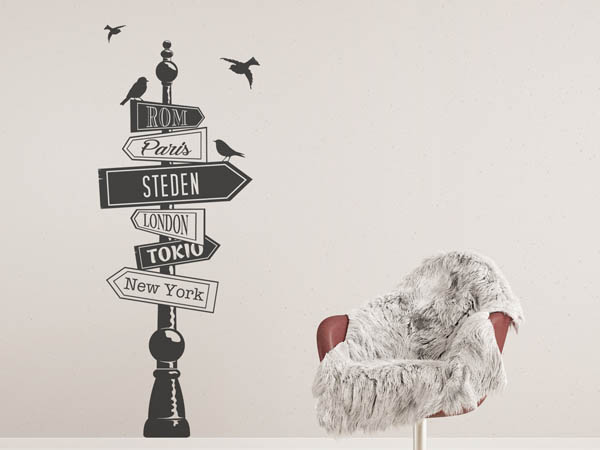 Wandtattoo Steden Wegweiser