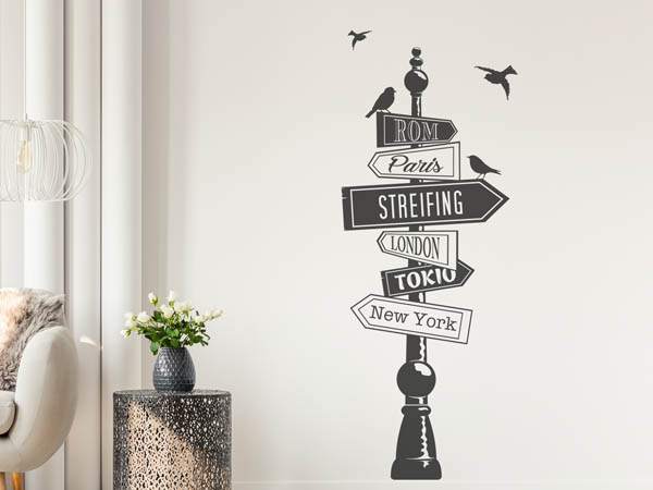 Wandtattoo Streifing Wegweiser