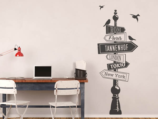 Wandtattoo Tannenhof Wegweiser