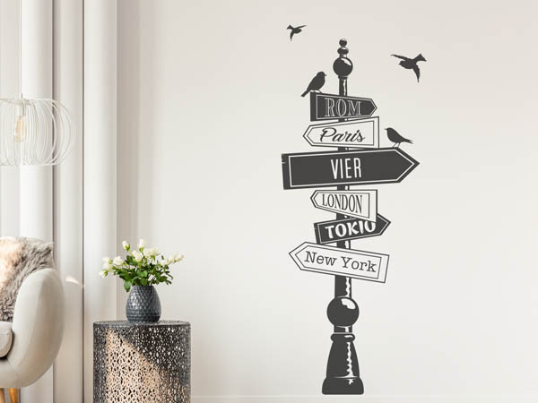 Wandtattoo Vier Wegweiser