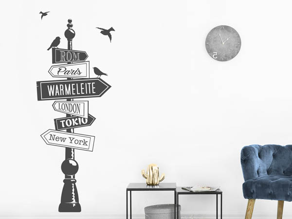 Wandtattoo Warmeleite Wegweiser