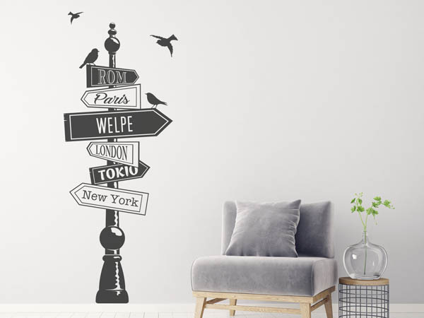 Wandtattoo Welpe Wegweiser