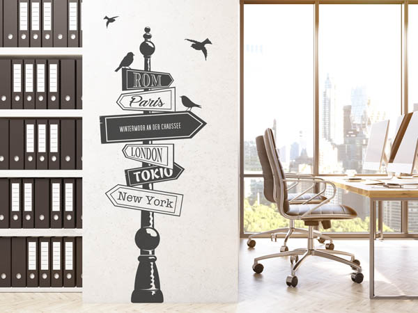 Wandtattoo Wintermoor an der Chaussee Wegweiser