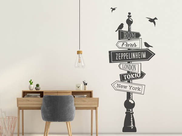 Wandtattoo Zeppelinheim Wegweiser