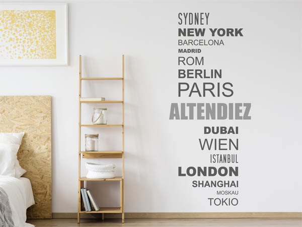 Wandtattoo Altendiez mit Weltstädten