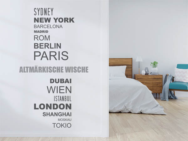 Wandtattoo Altmärkische Wische mit Weltstädten