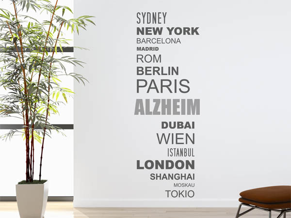 Wandtattoo Alzheim mit Weltstädten