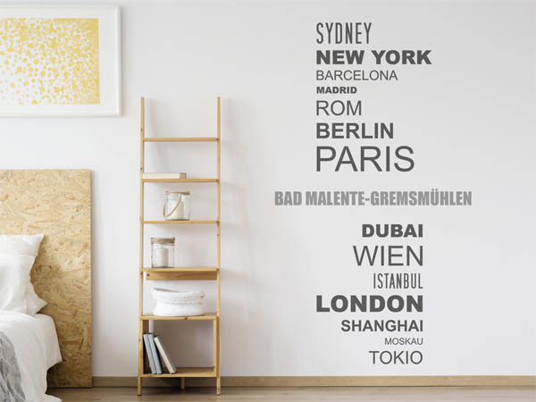 Wandtattoo Bad Malente-Gremsmühlen mit Weltstädten