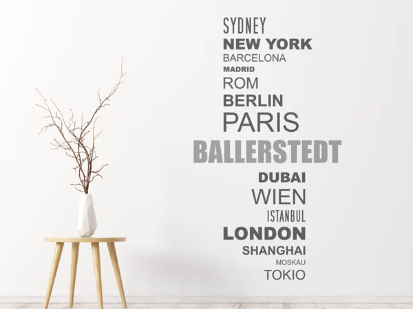 Wandtattoo Ballerstedt mit Weltstädten