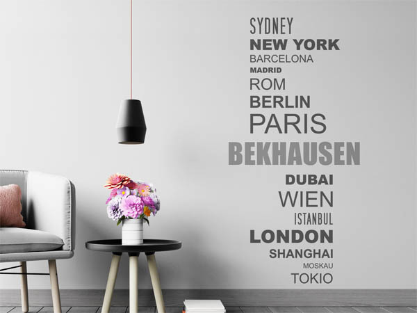 Wandtattoo Bekhausen mit Weltstädten