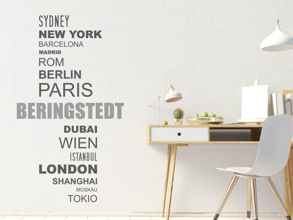 Wandtattoo Beringstedt mit Weltstädten