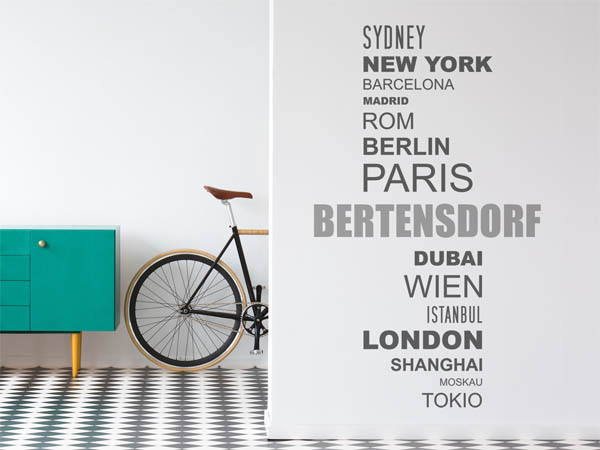 Wandtattoo Bertensdorf mit Weltstädten