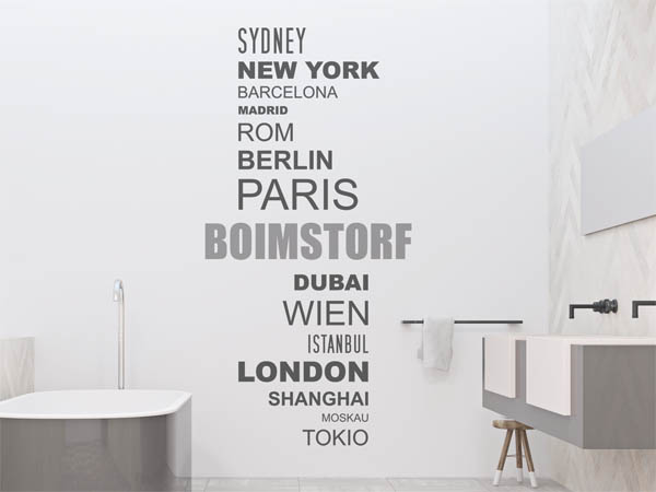 Wandtattoo Boimstorf mit Weltstädten