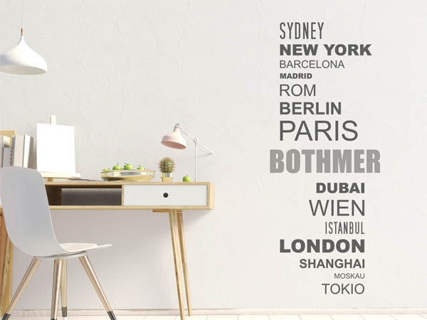 Wandtattoo Bothmer mit Weltstädten