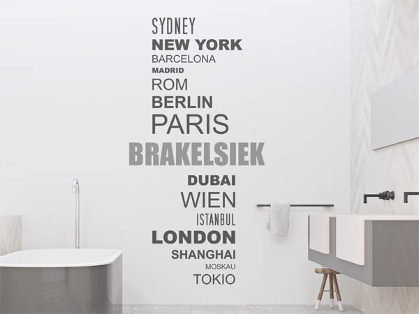 Wandtattoo Brakelsiek mit Weltstädten
