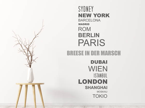 Wandtattoo Breese in der Marsch mit Weltstädten