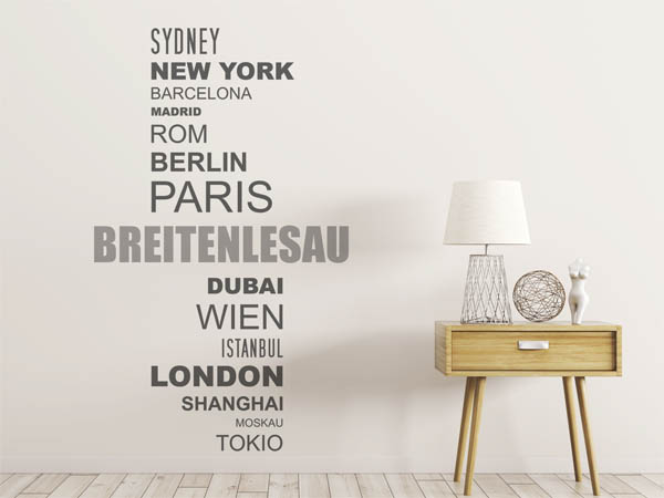 Wandtattoo Breitenlesau mit Weltstädten