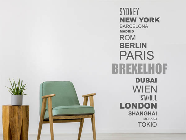 Wandtattoo Brexelhof mit Weltstädten