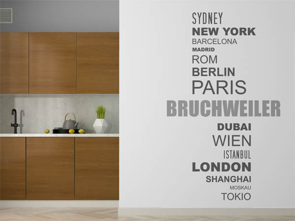 Wandtattoo Bruchweiler mit Weltstädten