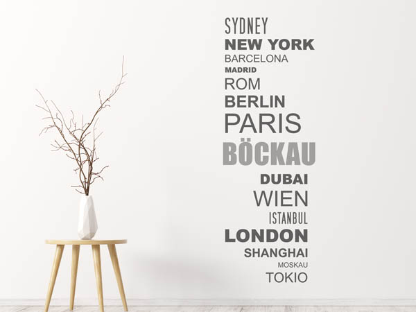 Wandtattoo Böckau mit Weltstädten