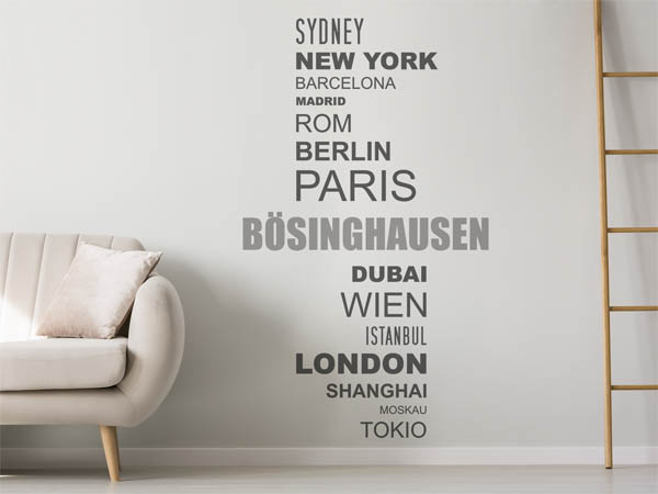 Wandtattoo Bösinghausen mit Weltstädten
