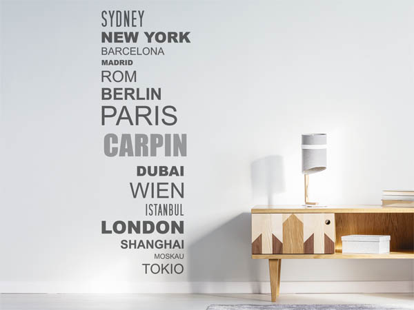 Wandtattoo Carpin mit Weltstädten