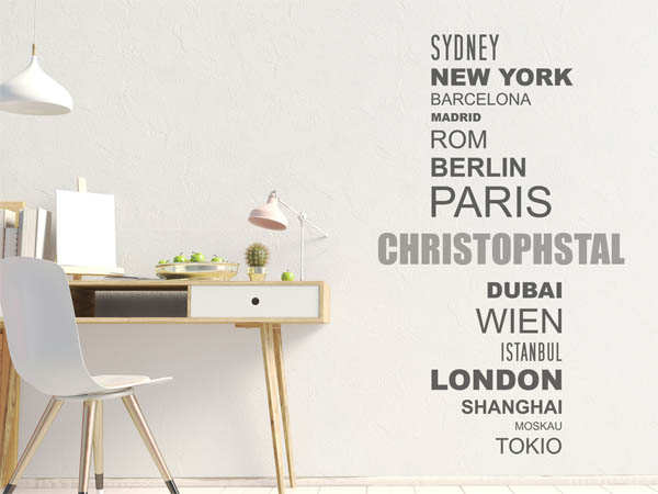 Wandtattoo Christophstal mit Weltstädten