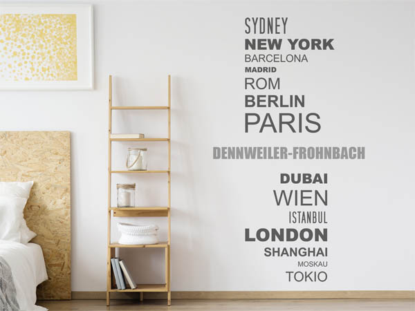 Wandtattoo Dennweiler-Frohnbach mit Weltstädten