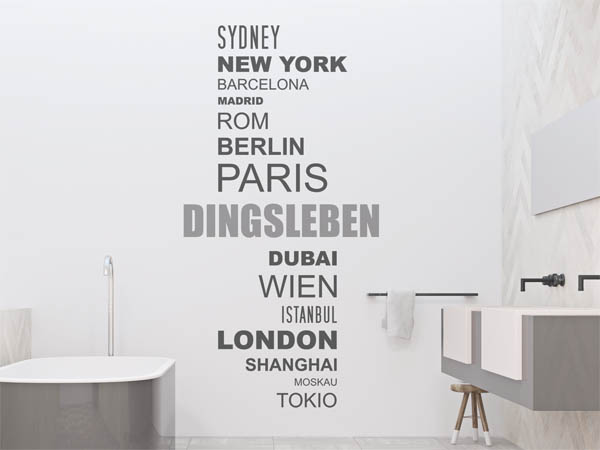 Wandtattoo Dingsleben mit Weltstädten