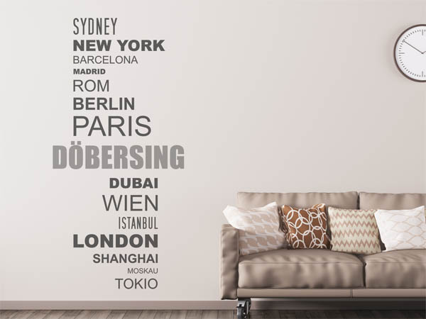 Wandtattoo Döbersing mit Weltstädten