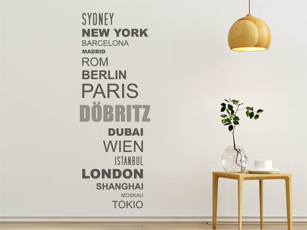 Wandtattoo Döbritz mit Weltstädten