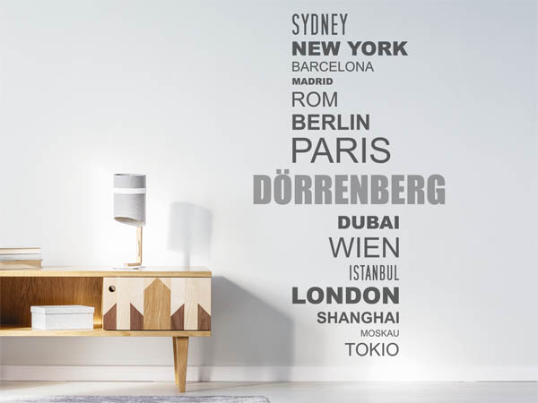 Wandtattoo Dörrenberg mit Weltstädten