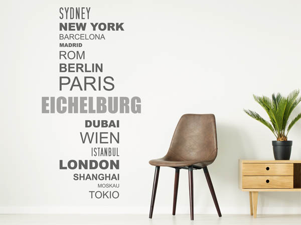 Wandtattoo Eichelburg mit Weltstädten