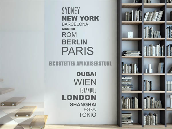 Wandtattoo Eichstetten am Kaiserstuhl mit Weltstädten