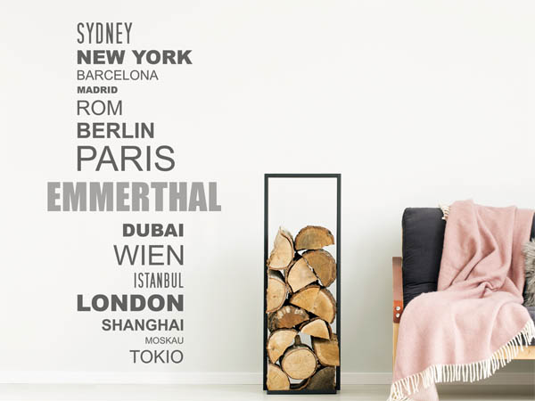 Wandtattoo Emmerthal mit Weltstädten